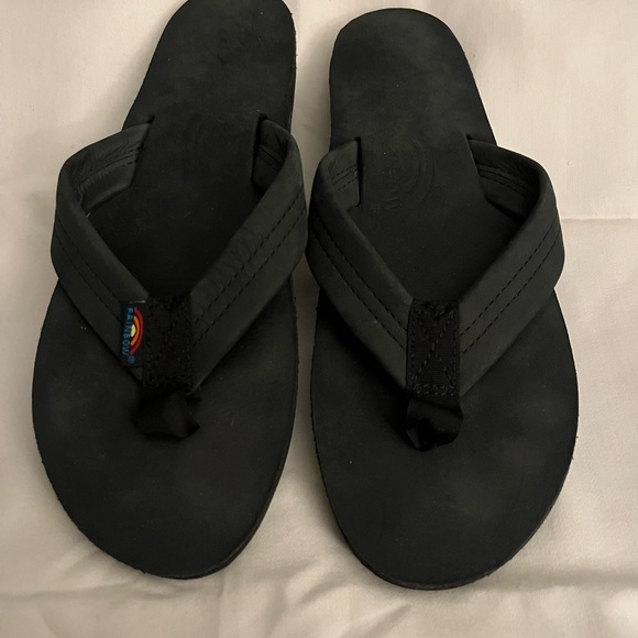 Black Rainbow Sandals - Leather, Arch Support, 1” Strap - Picture 1 of 5